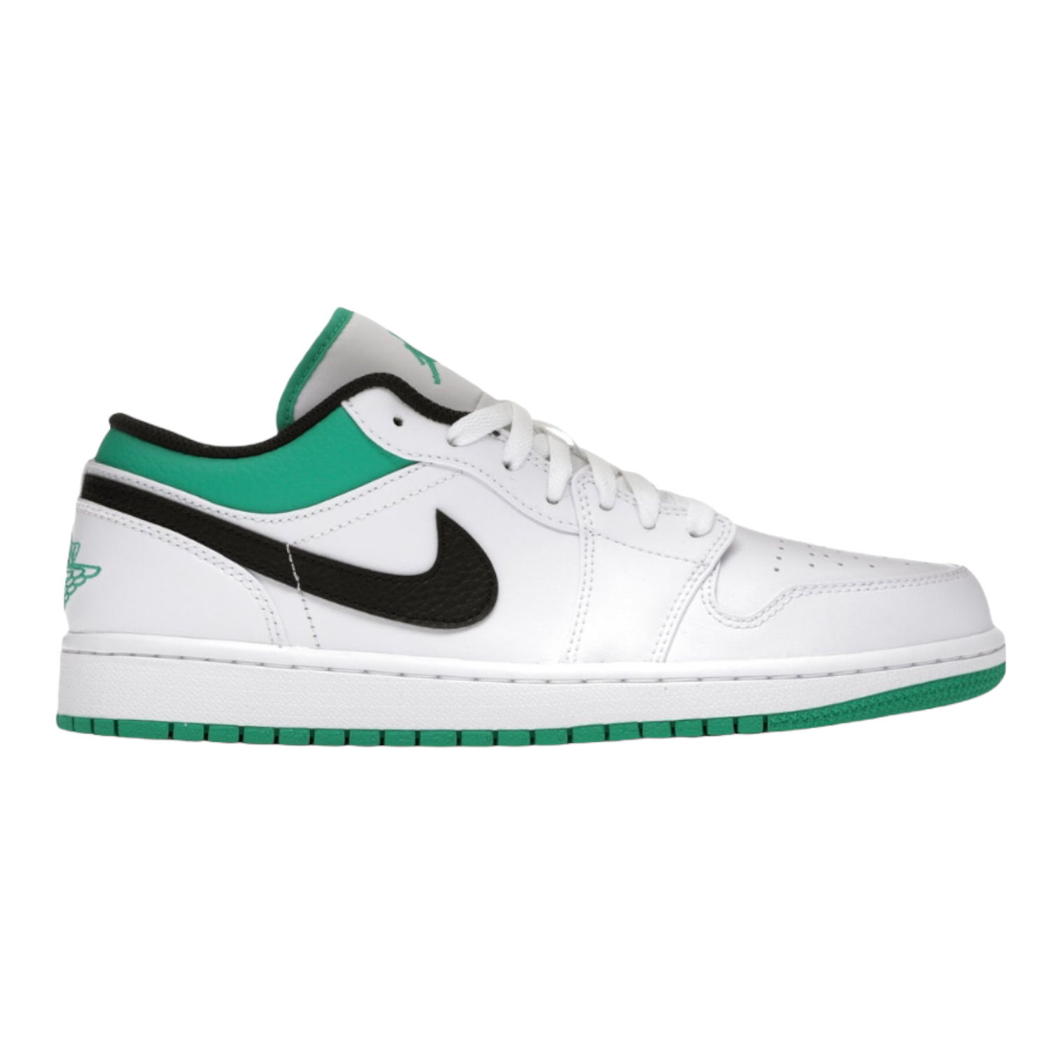 JORDAN 1 LOW WHITE LUCKY GREEN BLACK – UNEQUALED