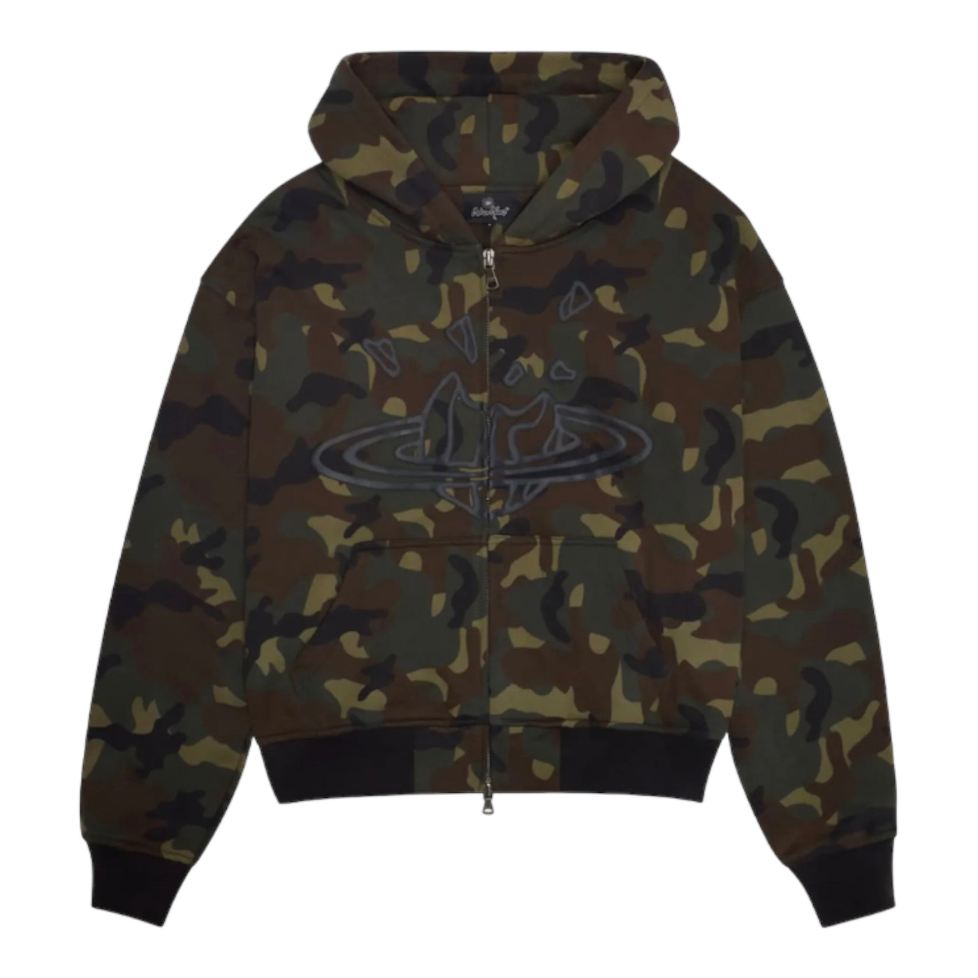 BROKEN PLANET MARKET CAMO PLANET ZIP UP HOODIE