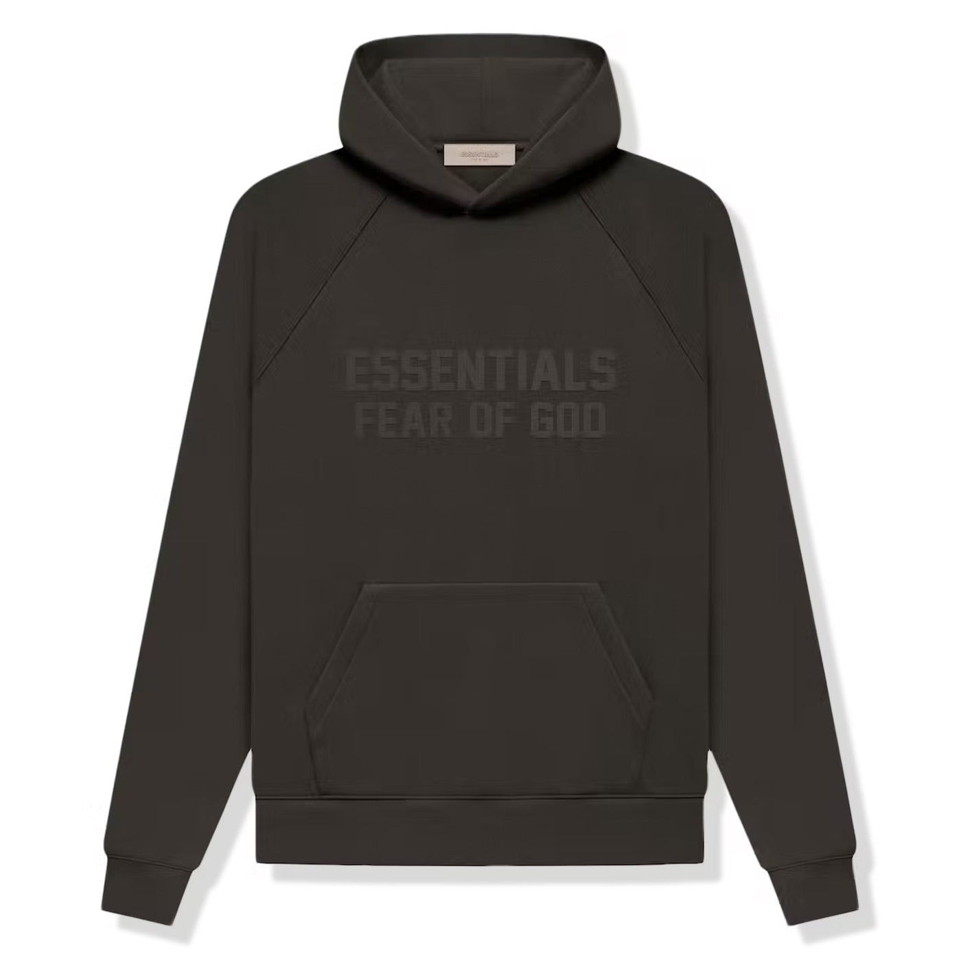 Fear Of God Essentials Logo Flocked Off Black Hoodie