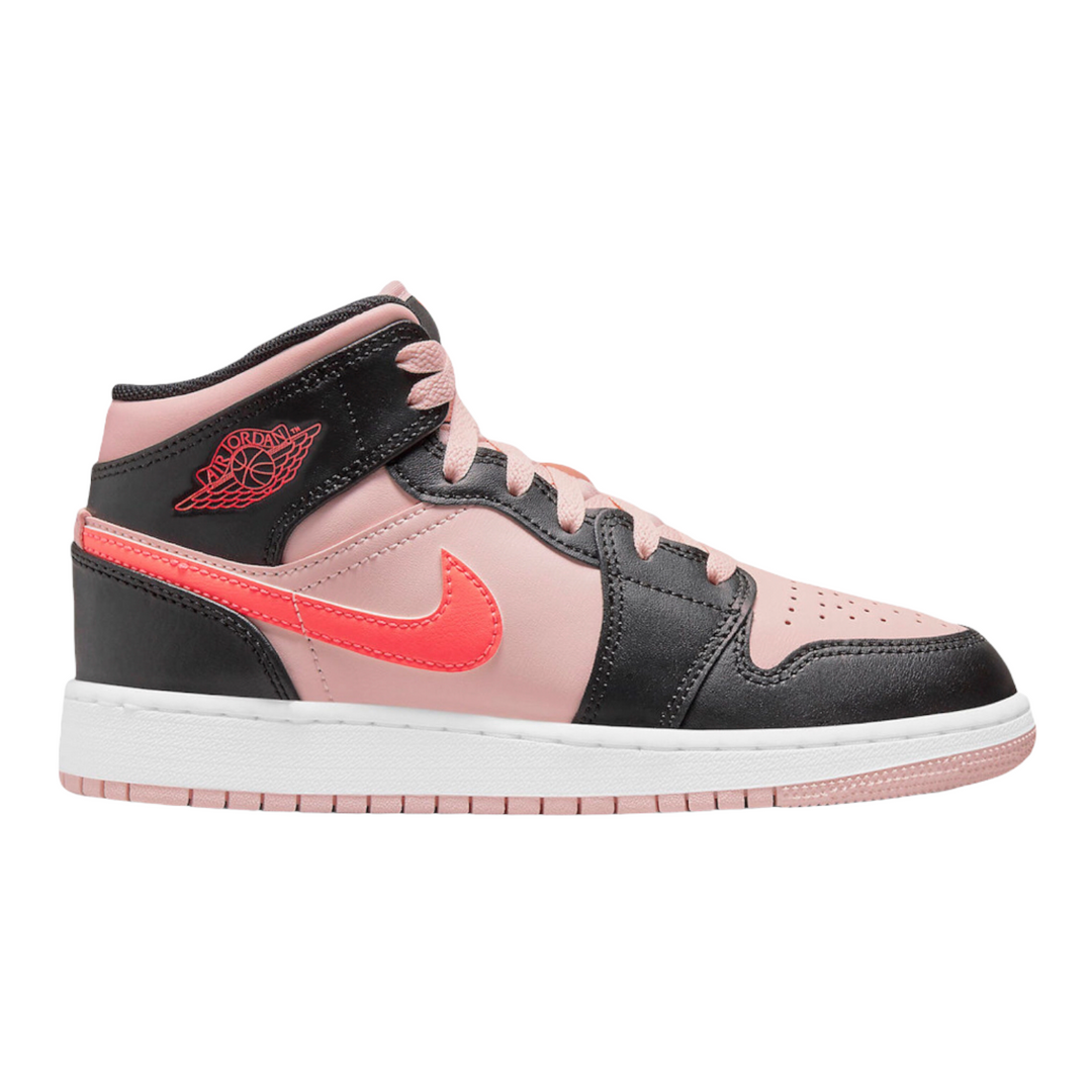 Pink and black high top jordans sales