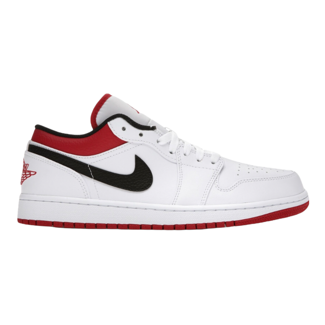 NIKE AIR JORDAN 1 LOW WHITE UNIVERSITY RED BLACK UNEQUALED