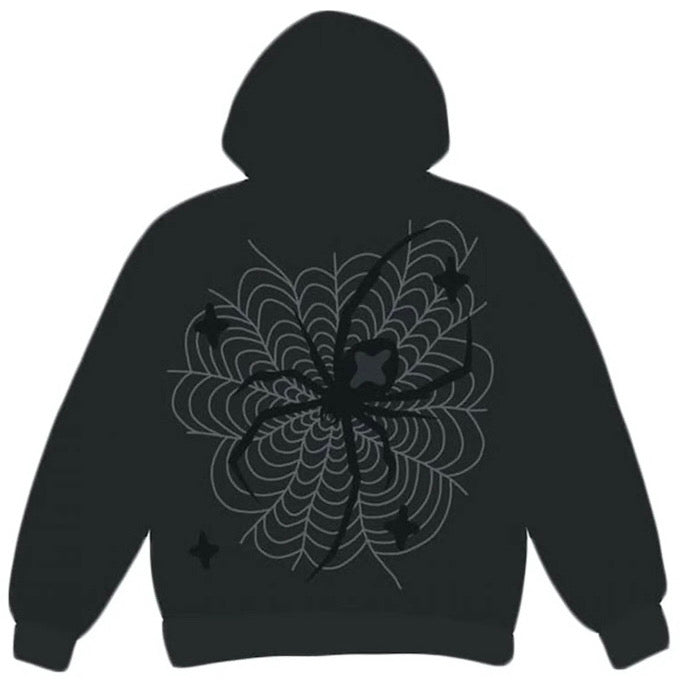 Broken Planet Market Spider Web Soot Black Zip Up Hoodie